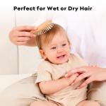 4 Piece Baby Brush and Comb Set, Wooden Baby Brush with Natural Ultra Soft Goat Hair, Baby Hair Brush for Newborn,