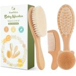 4 Piece Baby Brush and Comb Set, Wooden Baby Brush with Natural Ultra Soft Goat Hair, Baby Hair Brush for Newborn,